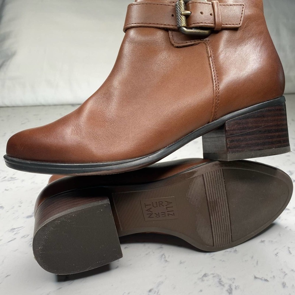 Naturalizer Brown Leather Buckle Ankle Booties with zipper Boots size 6 …NWOT - Picture 6 of 8